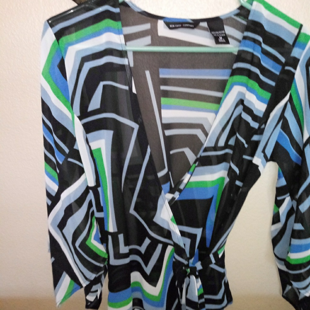 New York & Company Sheer Wrap Blouse